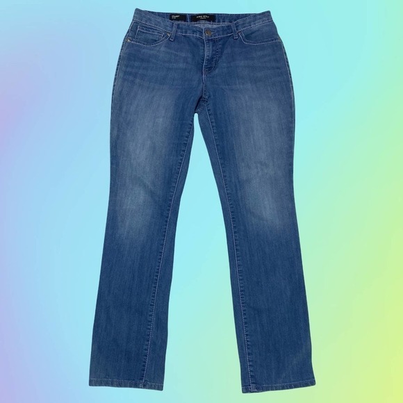 ANN Taylor Faded Medium Wash Blue Denim Straight Leg Jeans - Picture 12 of 12